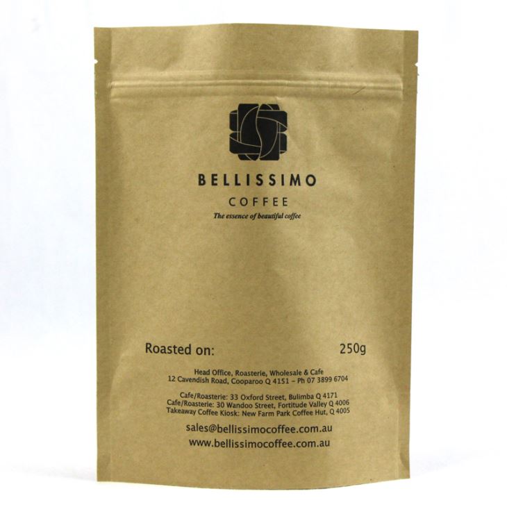 지퍼가 달린 250g 스탠드 커피 백