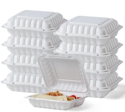 1White MFPP 3 compartment take out container MFPP White 28oz To-Go Food Container