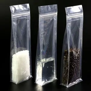 Clear Square 200g Plastic Flat Bottom Pouch With Zip Lock