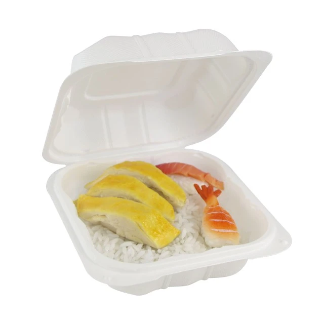 6x6 인치 힌지 통 식품 용기 FDA 식품 등급