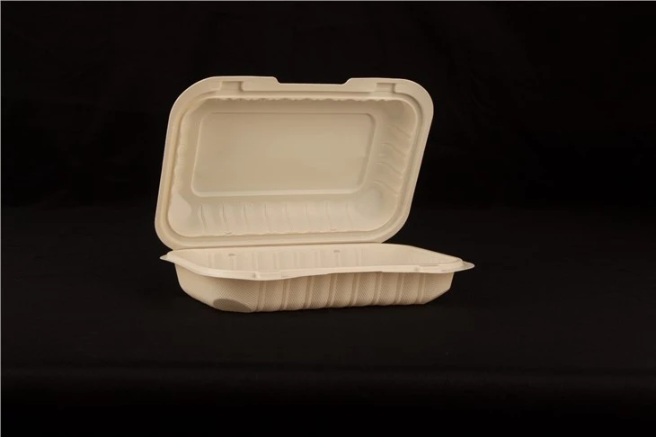 9x6inch 경첩으로 조개 껍질 미네랄 채워진 테이크 아웃 식품 용기 전자 레인지