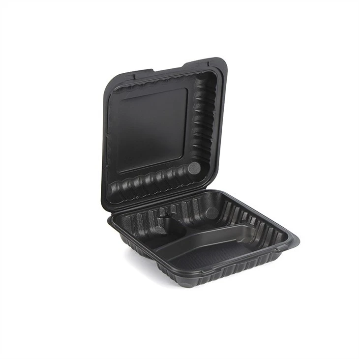 High Quality Black 3 Compartment Food To Go Container Microwavable Disposable Food Container Take Away Bento Lunch Box